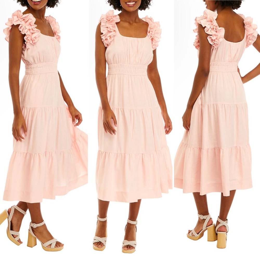 Elegant Pink Ruffle Dress NWT